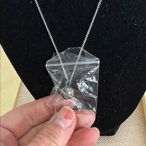 NEW!  Kettlebell charm on stamped sterling chain.